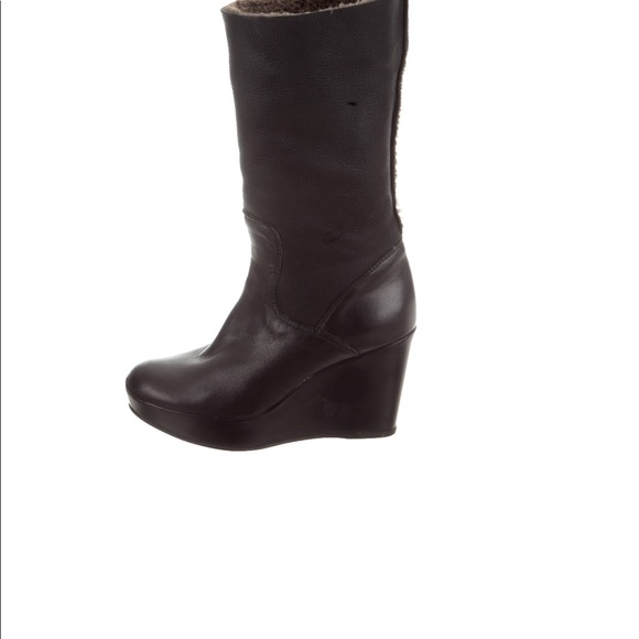 Stuart Weitzman Boots Fur Boots Leather Wedge Shearling size 36 - Picture 7 of 11